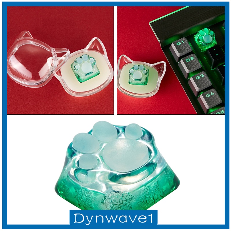 [DYNWAVE1] 3D Clear Resin Cat Paw Mechanical Keyboard Keycap for Cherry MX Spare Parts