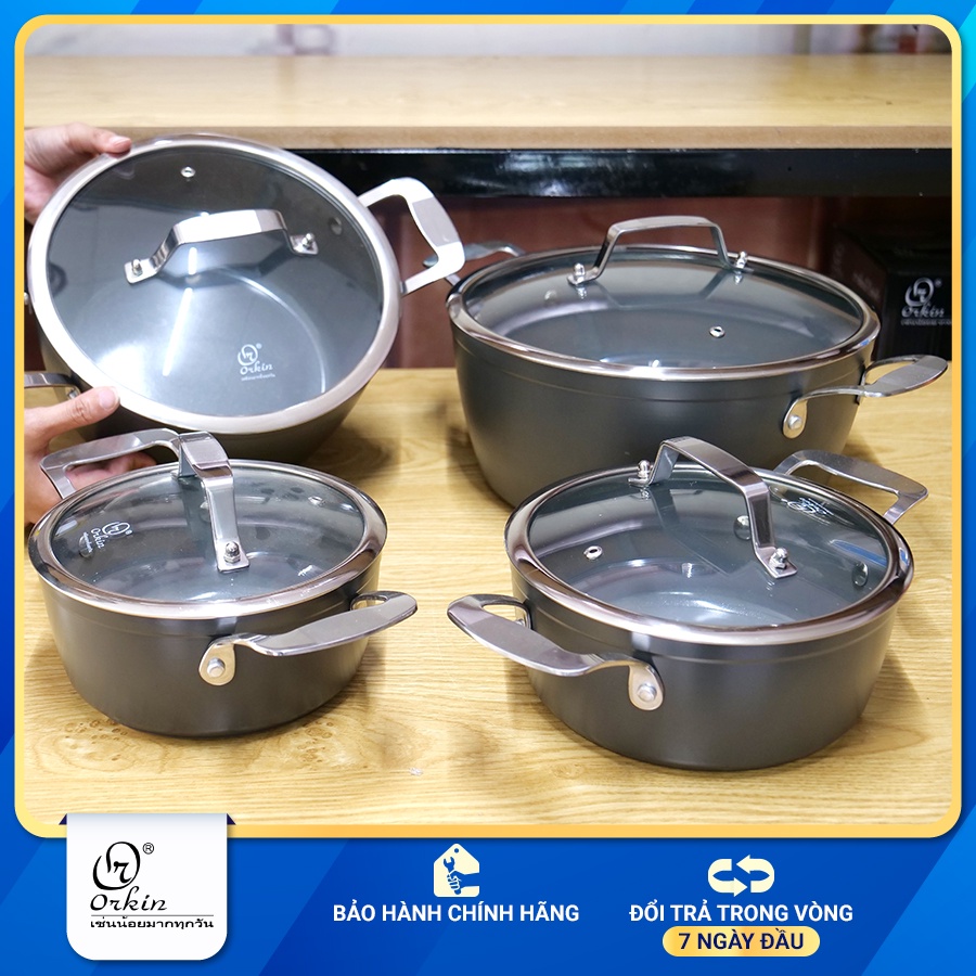 BỘ 4 NỒI NHÔM 5 LỚP, ĐÁY TỪ  - ORKIN Thái Lan  - MÃ OR08