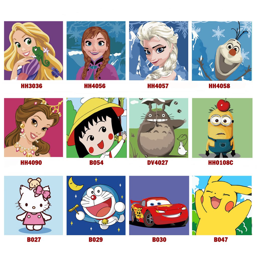 Tranh tô màu theo số tập tô cho bé hoạt hình ngộ nghĩnh cute size 20*20cm | BigBuy360 - bigbuy360.vn