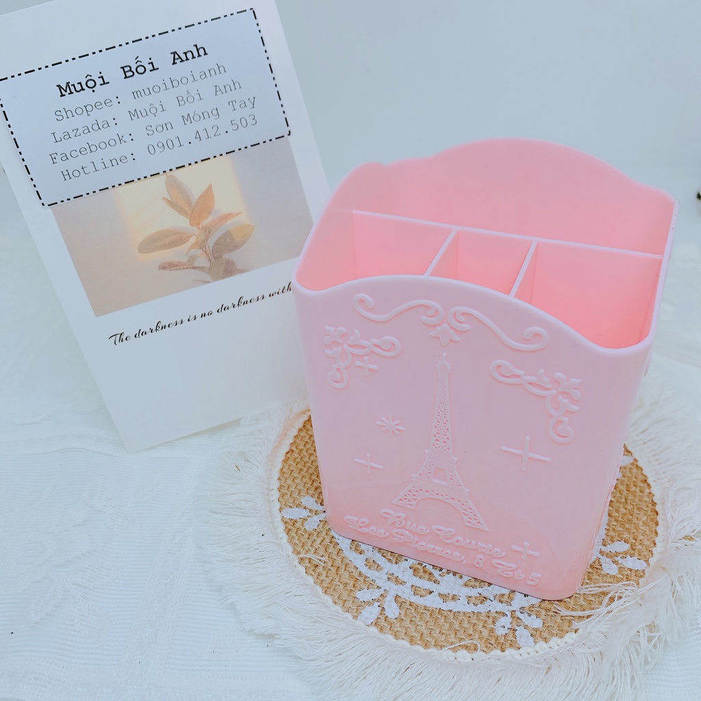 Cốc đựng cọ hồng 4 ngăn