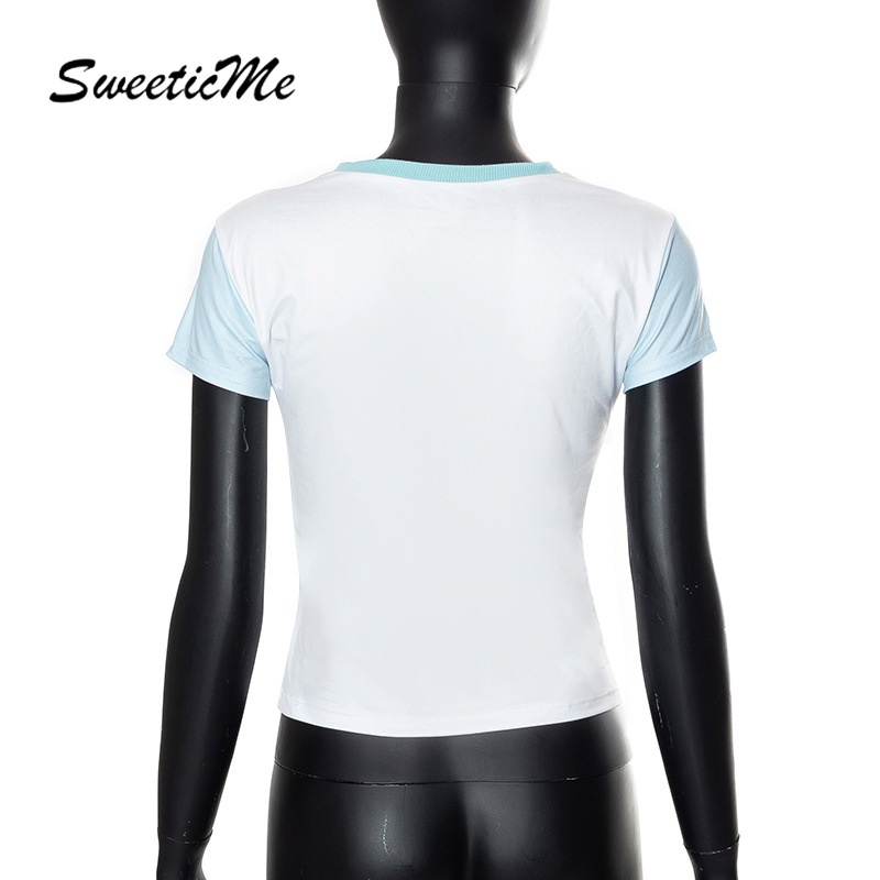 Áo Thun Cổ Tròn Tay Ngắn In Họa Tiết SweeticMe Thời Trang Cho Nữ