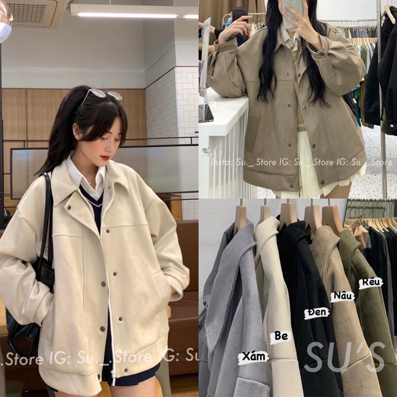 Áo Khoác Biker bomber da lộn 2 lớp/Hàng loại1 Form rộng/ Shyncloet