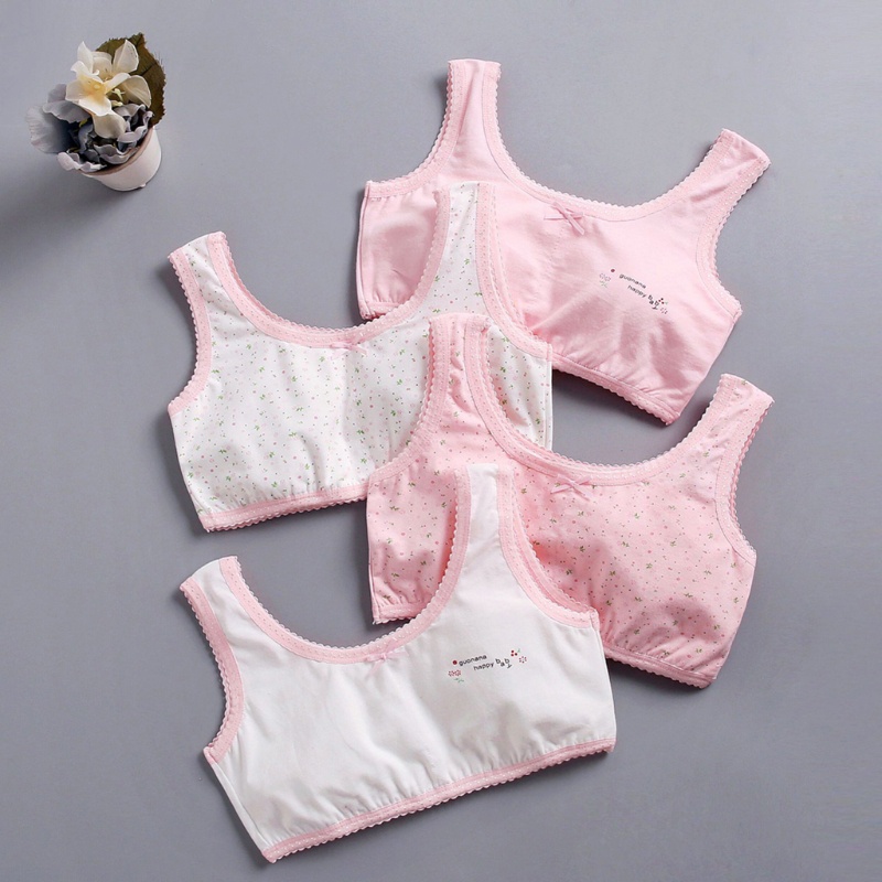 Bộ 4 Áo Ngực Cotton Không Đường May In Họa Tiết Thời Trang Cho Nữ Tuổi Teen
