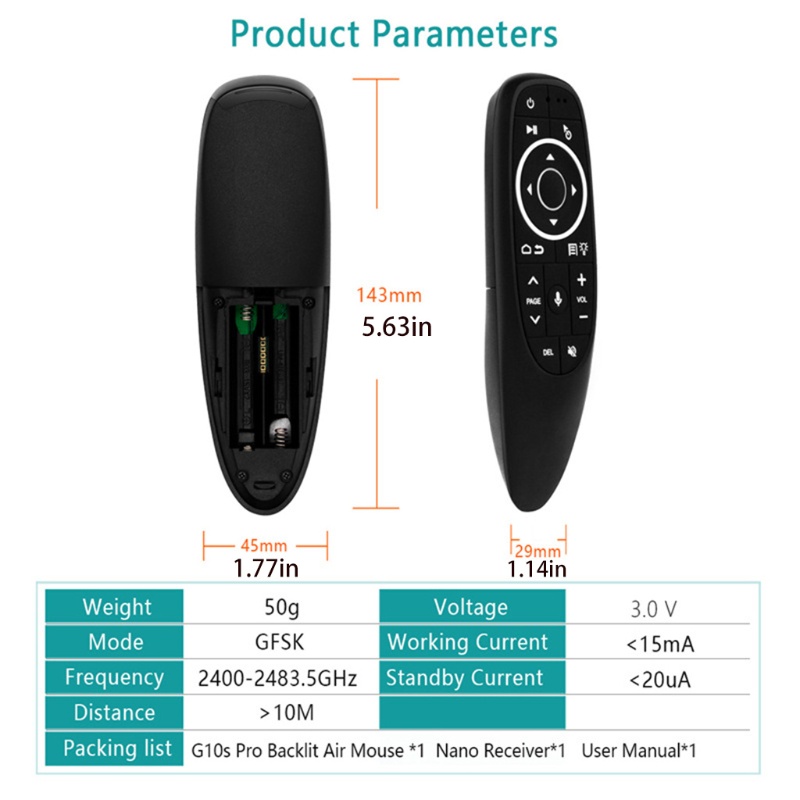 Chuột Không Dây 2 4GHz Điều Khiển Bằng Giọng Nói Con Quay Hồi Chuyển 6 Trục Cho Android TV