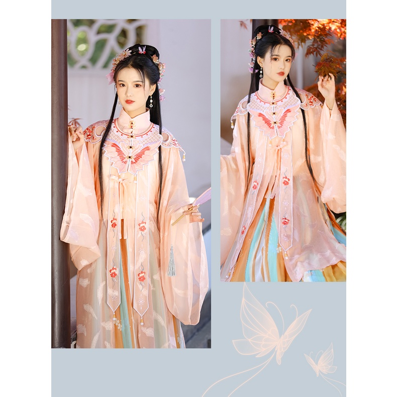 Minh phục cổ trang có vân kiên , Hán phục mùa xuân hè vân kiên thêu hình con bướm
