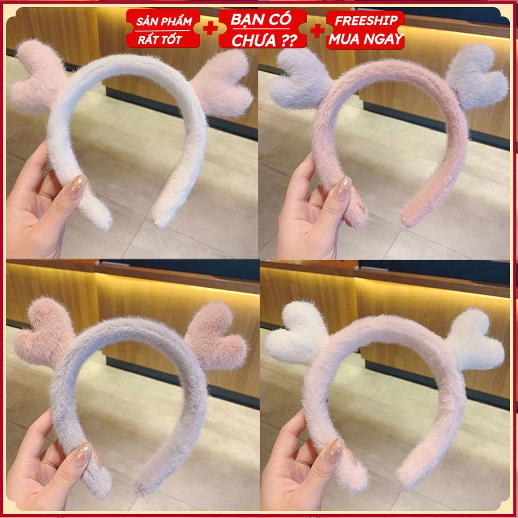 Băng Đô, Bờm/ Xược/ Lược Cài Tóc Lông Nhung Hình Tai Hươu Nhiều Mầu Siêu Cute Xinh Xỉu Phong Cách Thời Trang Hàn Quốc