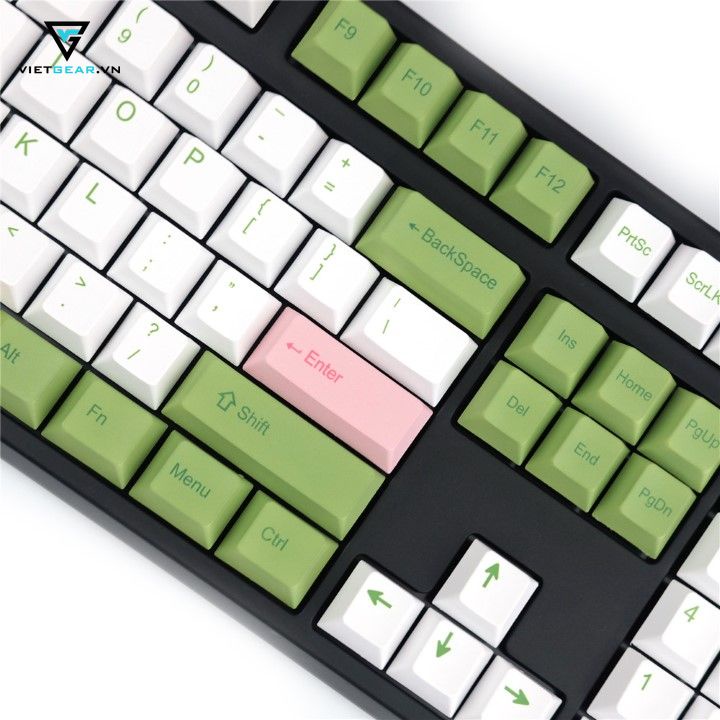 Bộ nút nhựa Cherry Mojito thick PBT in dyesub 128 nút mầu xanh trắng