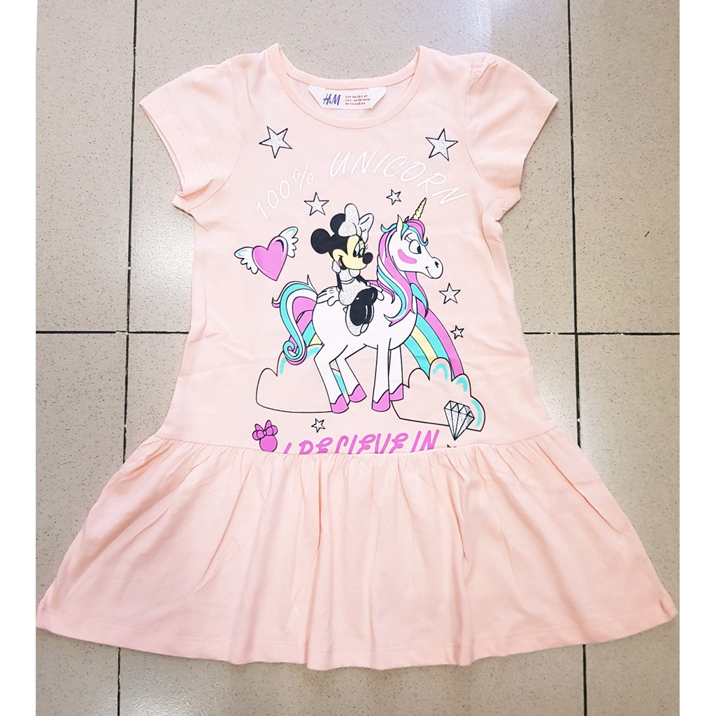 Đầm thun cotton hoạt hình ngựa Pony và mickey