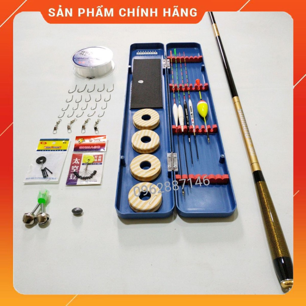 🌟💧🌟💧 bộ cần câu tay shimano+hộp đựng phao cùng tất cả phụ kiện trên hình 🌟💧