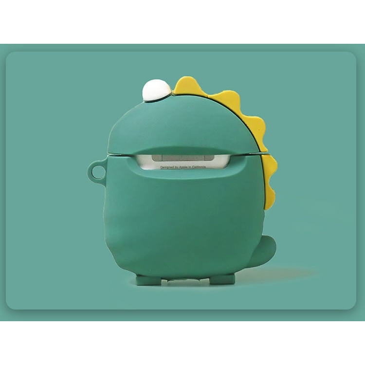 Vỏ Bảo Vệ Hộp Sạc Tai Nghe compatible AirPods Pro/compatible AirPods 3/Pro 2 Gen Hình Khủng Long Màu Hồng Dễ Thương