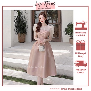 Đầm thiết kế LEP STORE váy dự tiệc xếp ngực chéo chân váy xòe dài sang chảnh V479