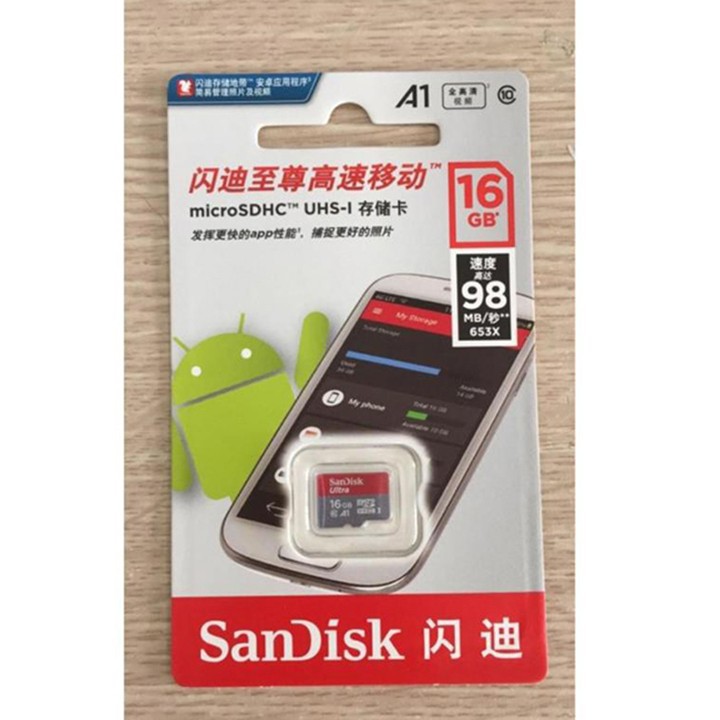 Thẻ nhớ micro SD san disk Ultra A1 16GB SDHC 98Mbs