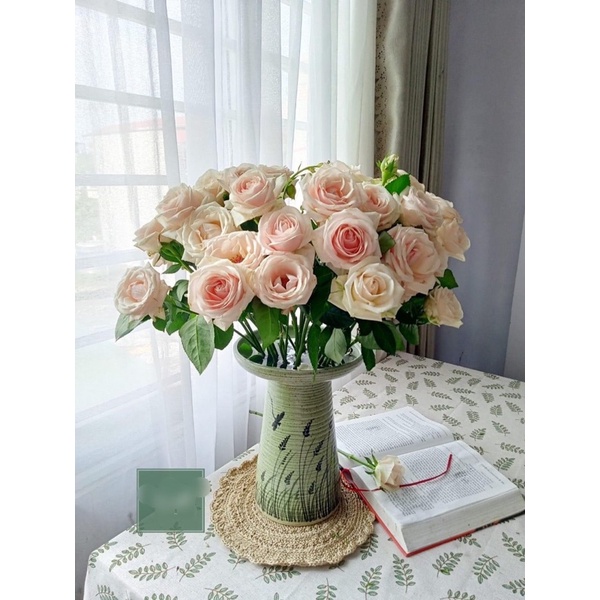 Bình hoa, lọ hoa gốm Bát Tràng hàng vẽ tay thủ công men hoài cổ mộc mạc độc lạ