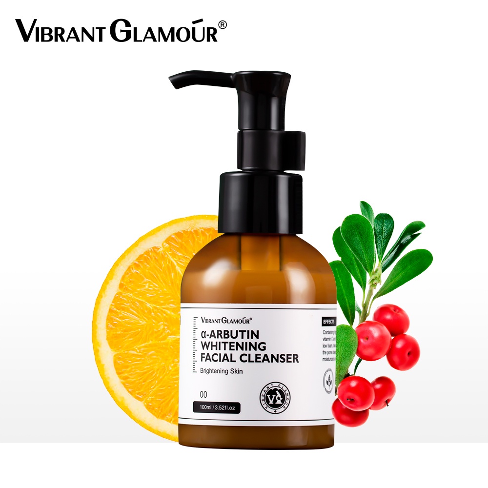 Sữa rửa mặt VIBRANT GLAMOUR chứa Arbutin Amino Acid Vitamin C làm sạch sâu dưỡng ẩm kiềm dầu làm sáng da 100g