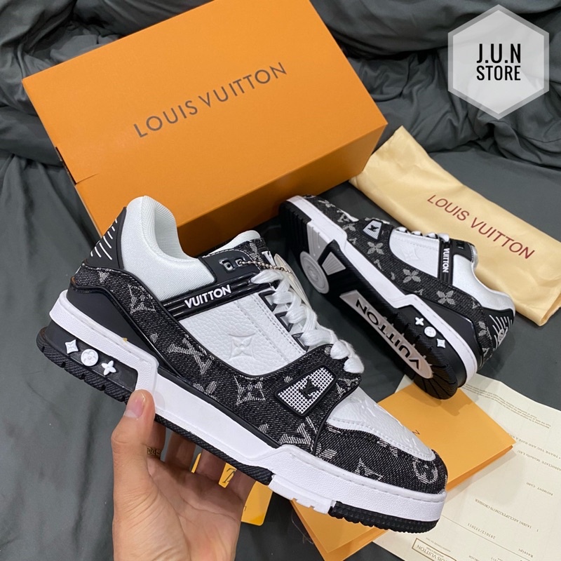 GIÀY L.V TRAINER SNEAKER WHITE BLACK LAI AU SC
