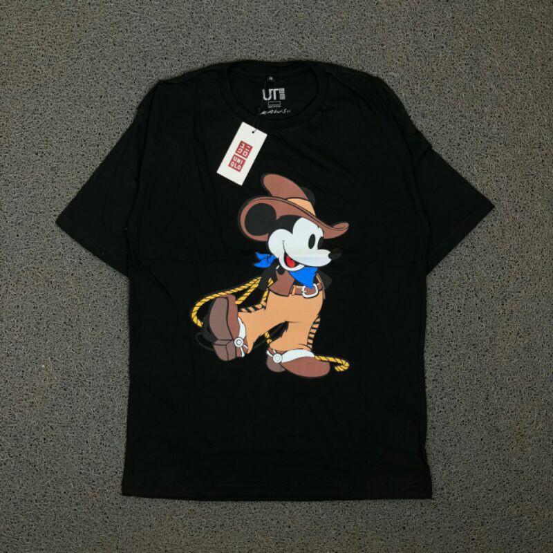 Áo thun Uniqlo in hình chuột Mickey + thẻ toàn bộ nhập khẩu