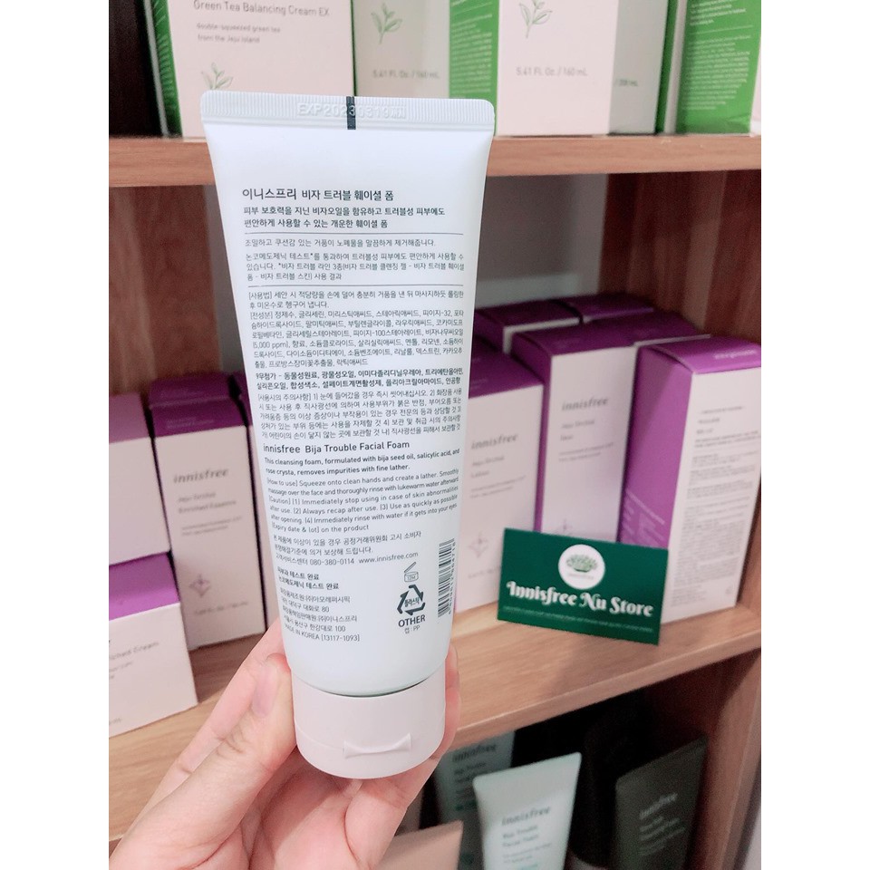 {CHUẨN AUTH - BILL} Sữa Rửa Mặt Cho Da Mụn- Da Nhạy Cảm Innisfree Bija Trouble Facial Foam (Phiên Bản 2019)