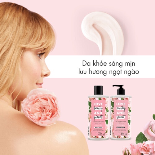 Combo Sữa Tắm + Sữa Dưỡng Thể Love Beauty And Planet Làm Sáng Da (400ml/Chai)