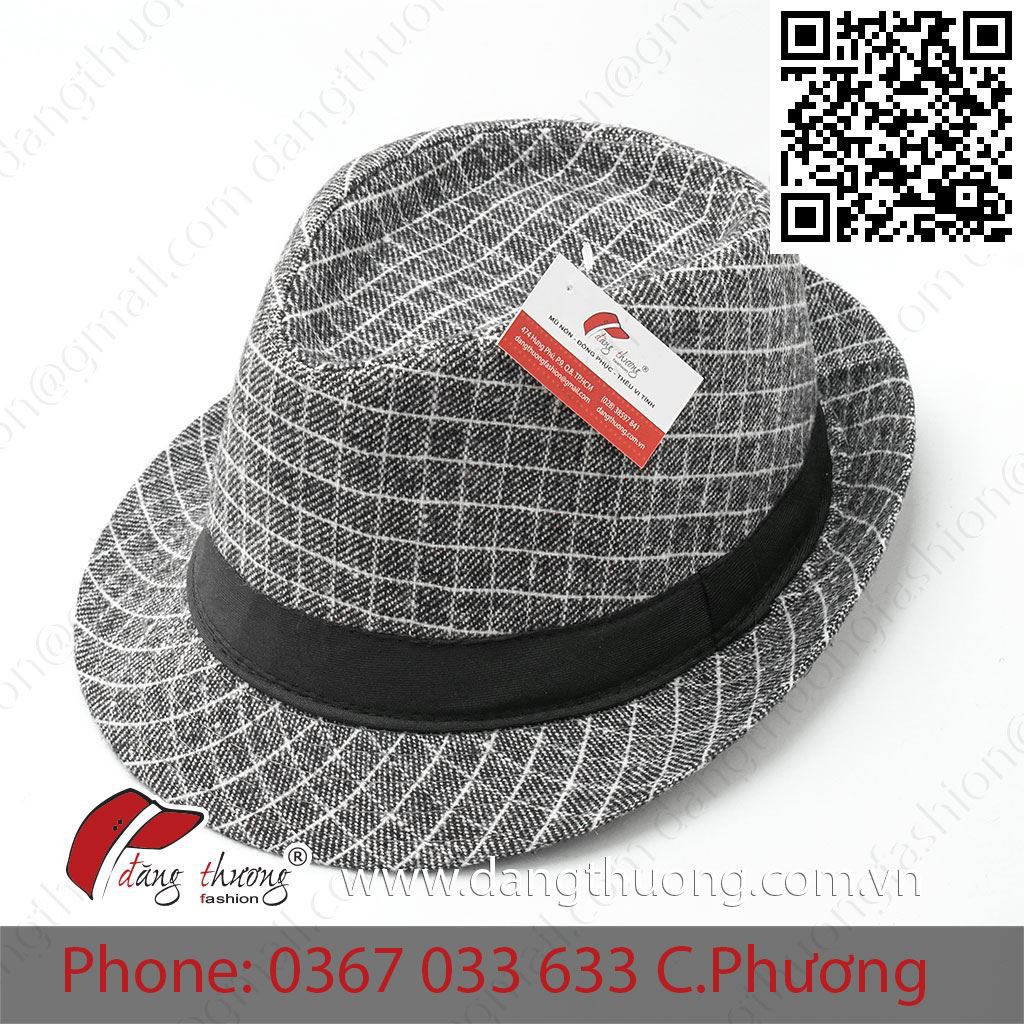 [HÀNG CÓ SẴN] [SHIP HỎA TỐC] Mũ nón phớt Fedora Nỉ Dạ Caro Xám