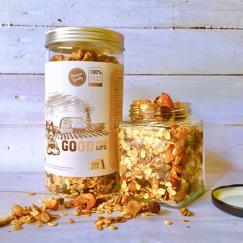 [THƯỢNG HẠNG] GRANOLA mix 12 loại hạt quả ĂN KIÊNG, KHÔNG ĐƯỜNG- GRANOLA nướng mật ong rừng, GIẢM CÂN tự nhiên, 500g