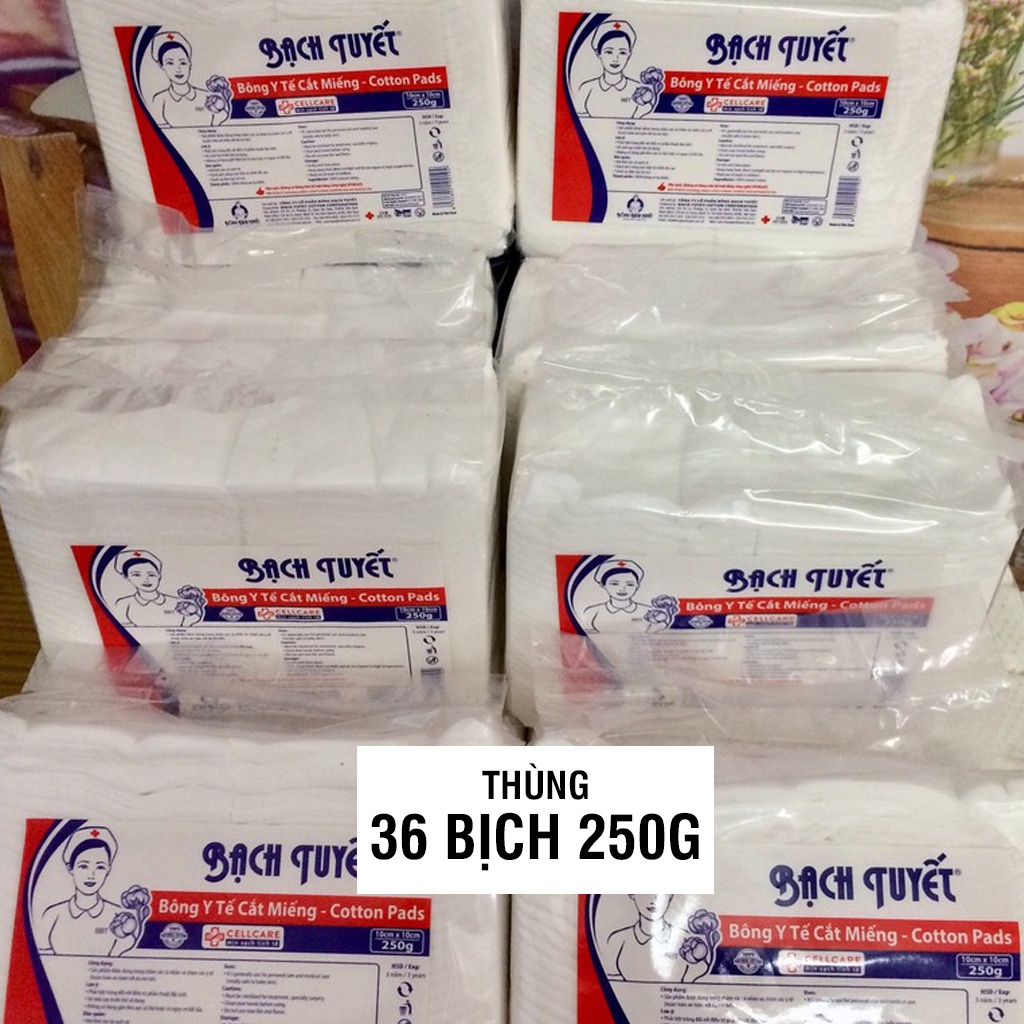 Bông bạch tuyết cắt sẵn 10x10 cm 250g - Thùng 36 bịch