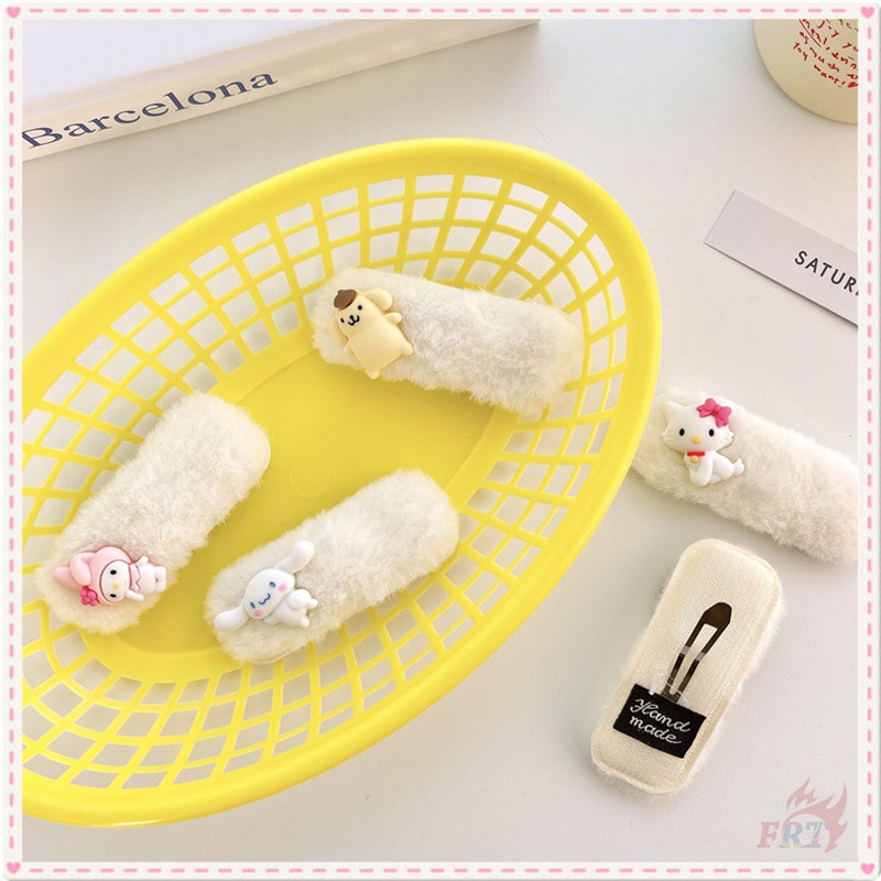 ☀ Cinnamoroll / Melody / Kuromi / Charmmy Kitty / Bóng Lông Kẹp Tóc Hoạt Hình Purin-Dan ☀ 1 Cái Phụ Kiện Tóc Gif