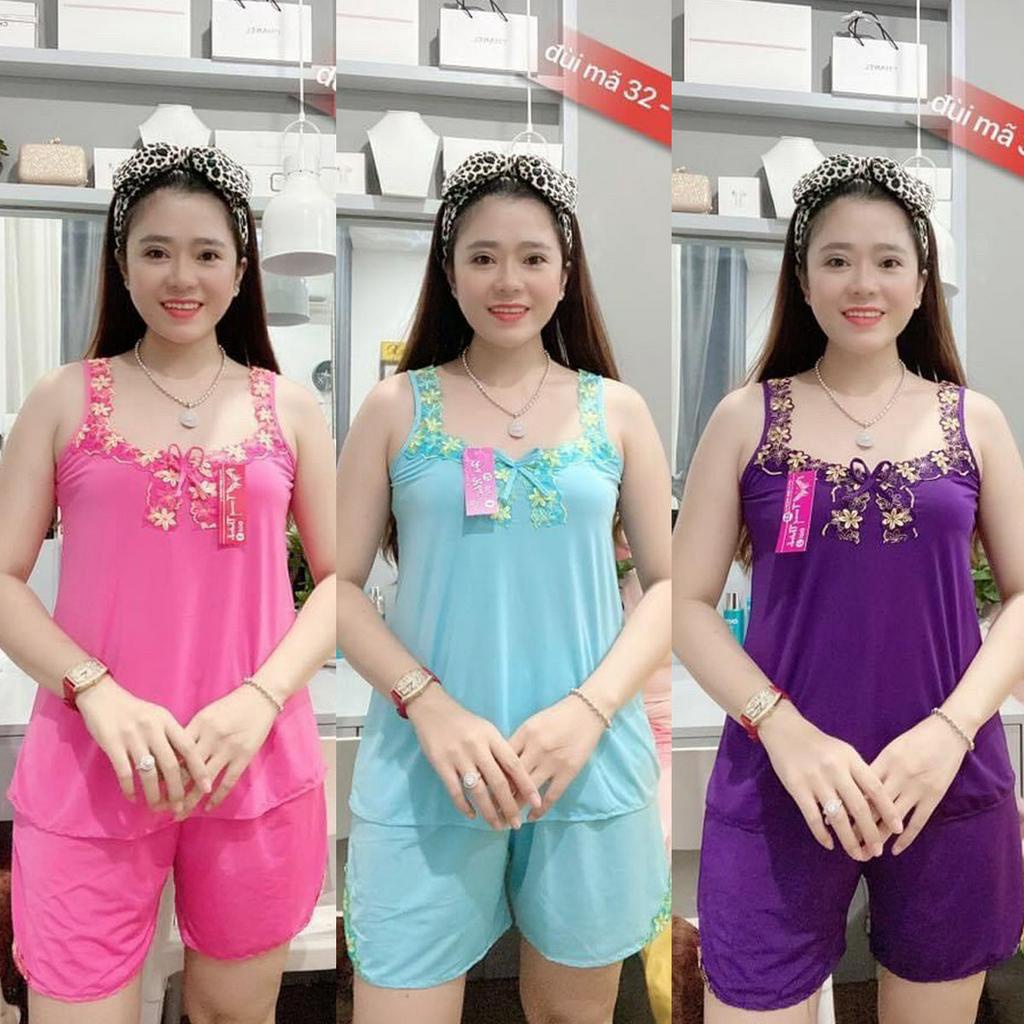 Bộ Quần Áo Nữ Ooki Mặc Nhà Đồ Bộ Thun Lạnh Hai Dây Phối Ren Co Giãn