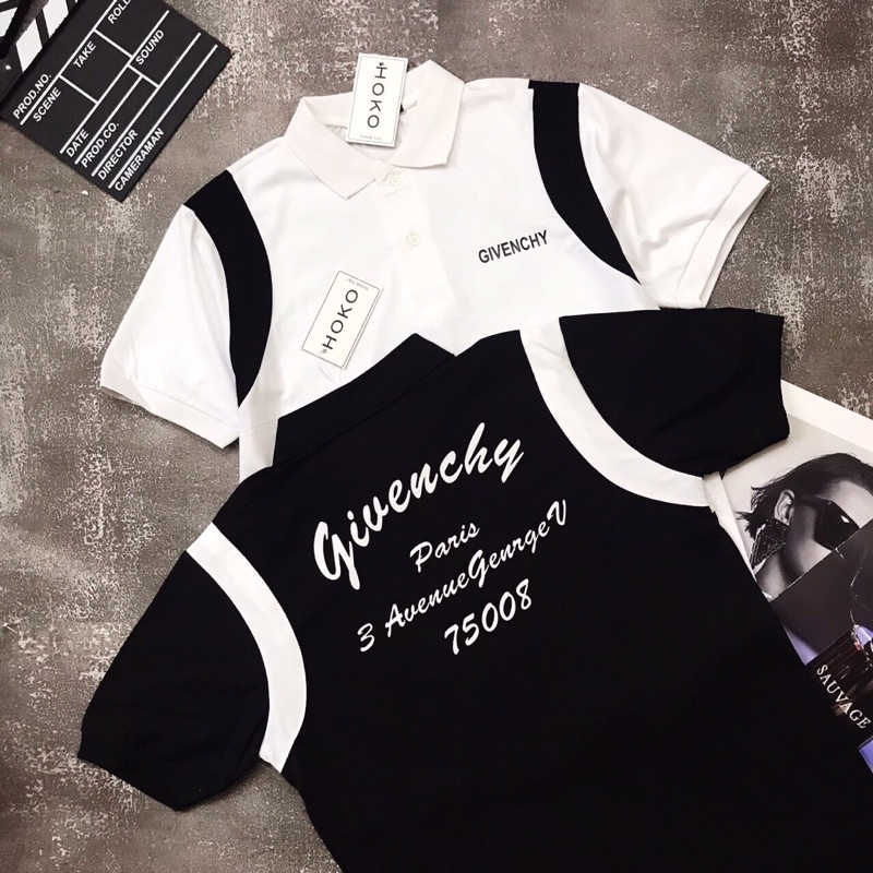 Áo Polo tay lỡ , form Oversize, in chữ givenchy vạch vòm, phong cách trẻ trung năng động