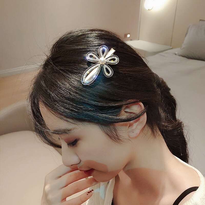 Kẹp Tóc Thiết Kế Hình Nơ Đính Ngọc Trai Thời Trang