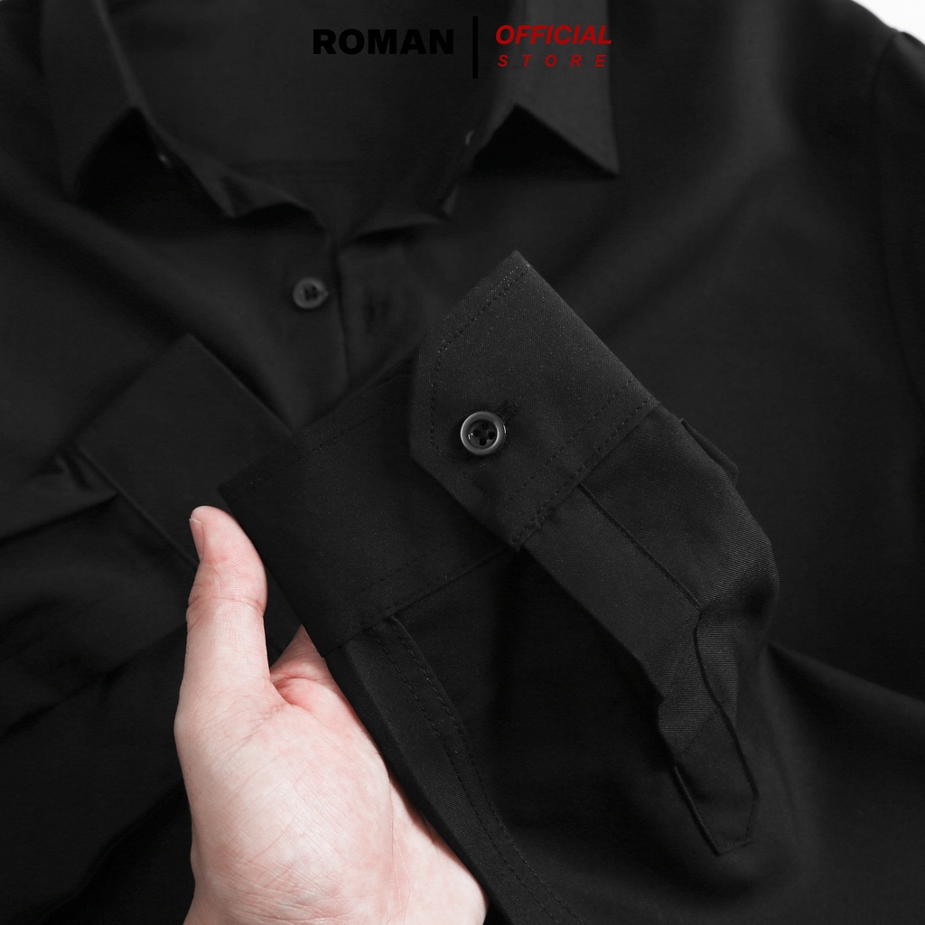 Áo sơ mi nam trơn basic dài tay vải lụa thời trang cao cấp ROMAN SM01