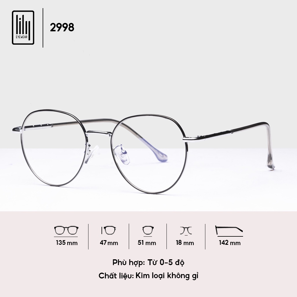 Gọng kính cận nữ Lilyeyewear mắt oval kim loại thanh mảnh màu sắc thời trang 292398