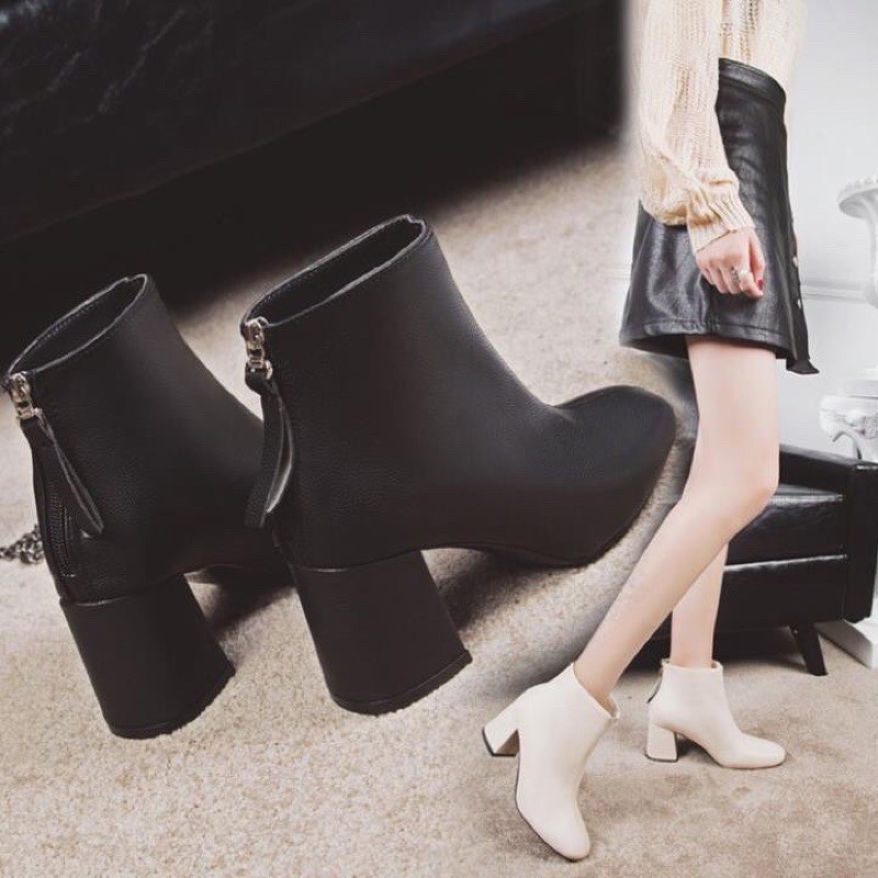 bốt nữ da lộn có khoá sau sang chảnh