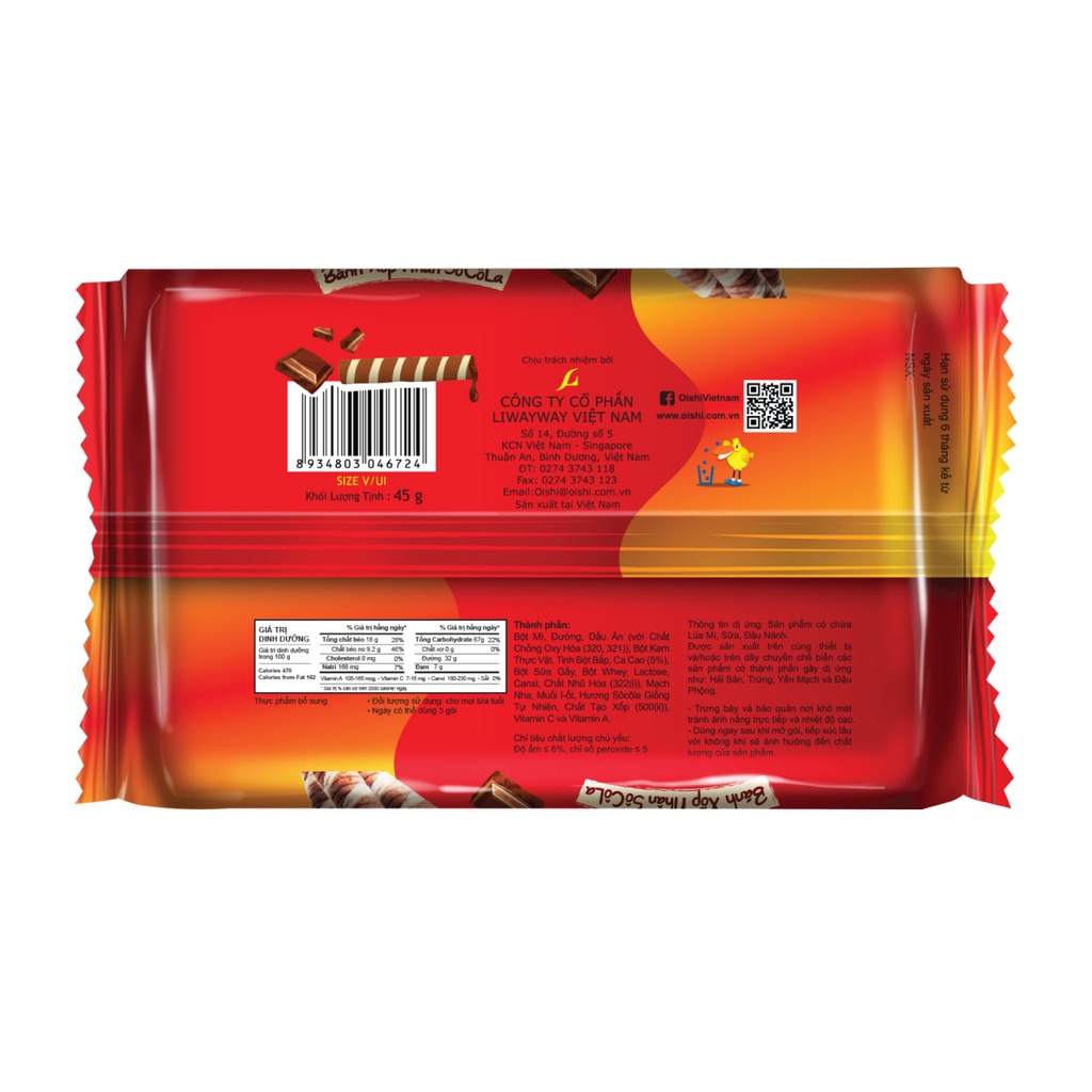 Combo 20 gói Oishi Bánh Xốp Vị Chocolate -