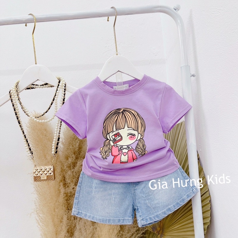Bộ bé gái phối quần jeans cực kute - BBGQJ