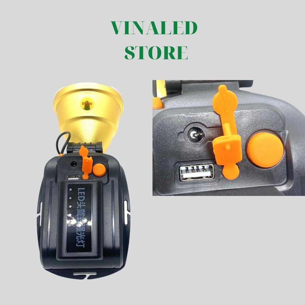 Đèn pin đội đầu siêu sáng K600 đèn có báo pin, cổng USB chóa lớn 10cm, 6 pin siêu khủng sáng liên tục 16h