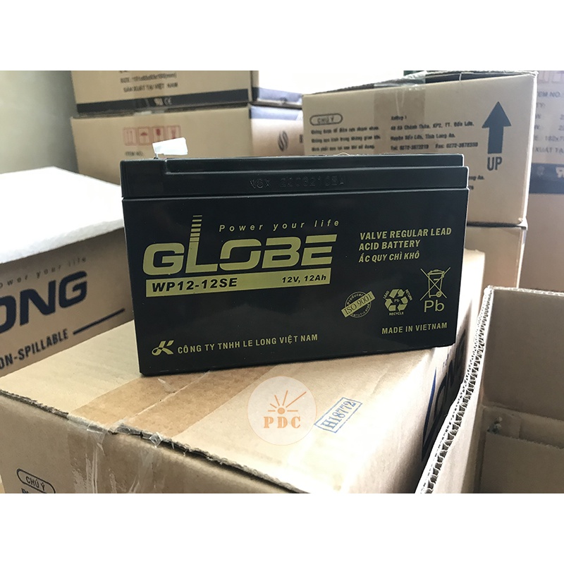 Ắc Quy GLOBE 12V 12Ah WP12-12SE - Cho UPS, Xe Điện, Cửa Cuốn