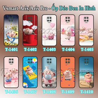 Ốp lưng Vsmart Aris/ Aris Pro dẻo đen in hình Chú heo hồng cute