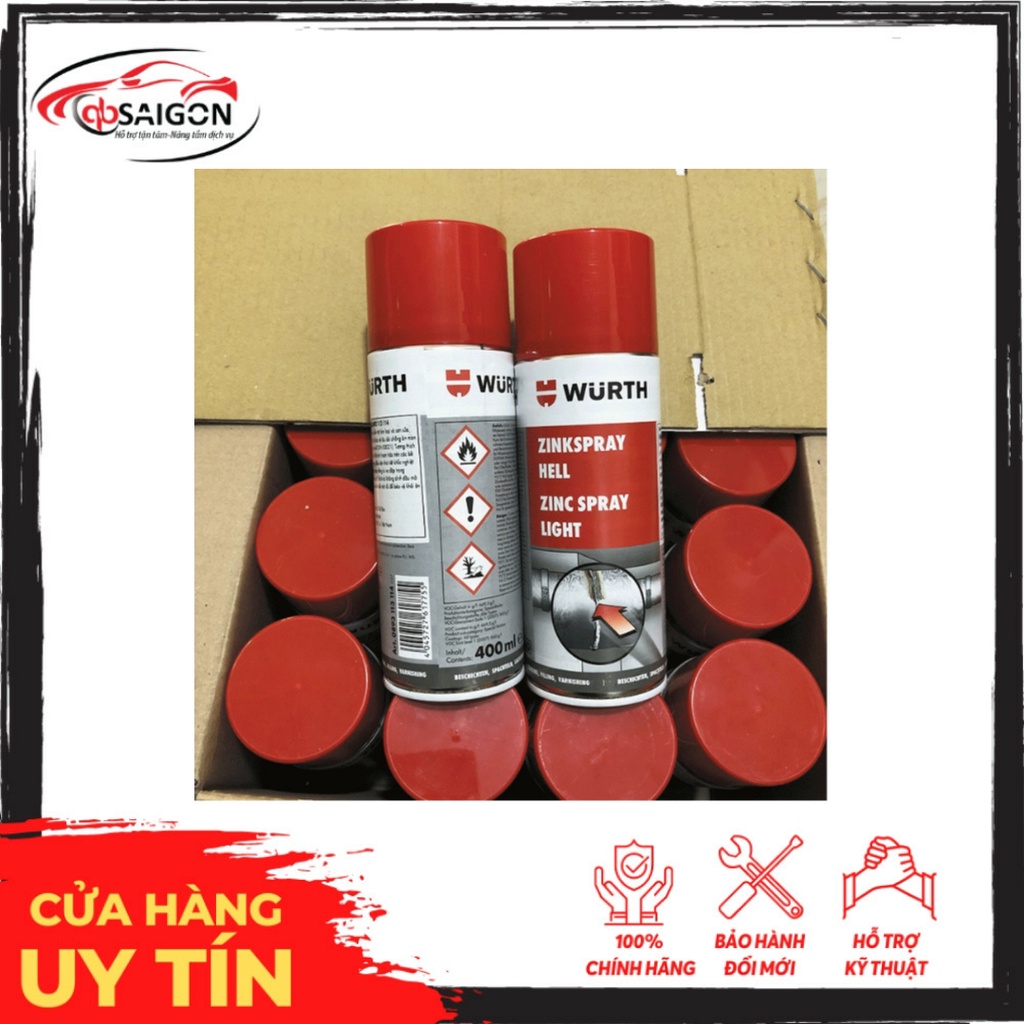] 🚗 Chất Mạ Kẽm Màu Sáng 400ml - Wurth - Đức - 0893113114