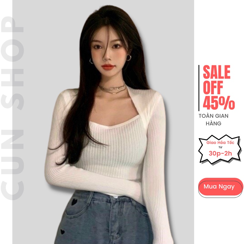 Áo Len Body Tay Dài Cổ Vuông 3 Màu Sexy, Áo Len Dáng Ôm Có Ảnh Thật Kèm Video