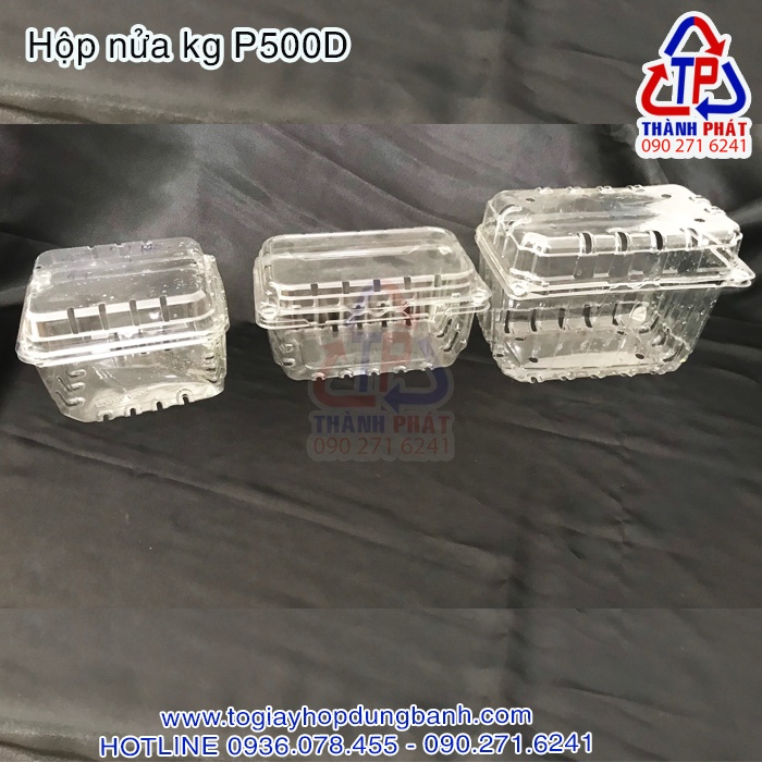 Hộp P500D - Hộp P500D đựng nửa kg trái cây - Hộp đựng nửa kg dâu - Hộp đựng 0.5kg P500D