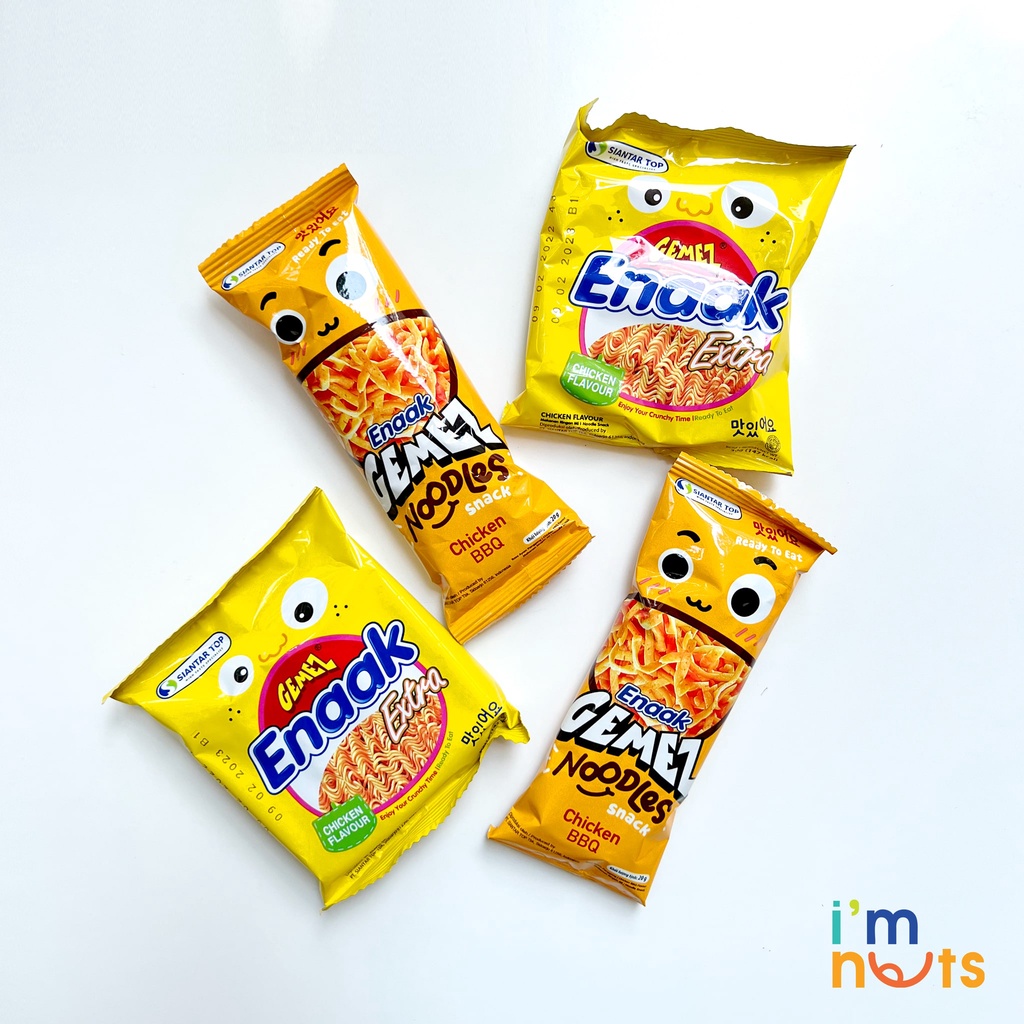 Snack mì tôm trẻ em Enaak Gemez Indonesia vị gà truyền thống và vị gà BBQ