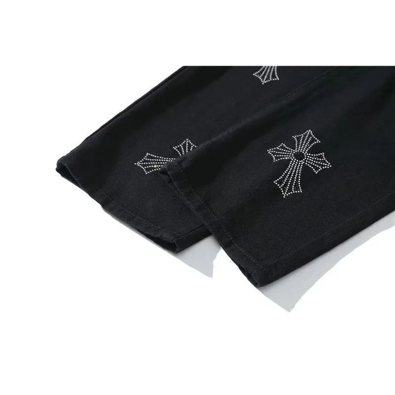 Quần Jean unisex họa tiết thánh giá đính đá siêu chất