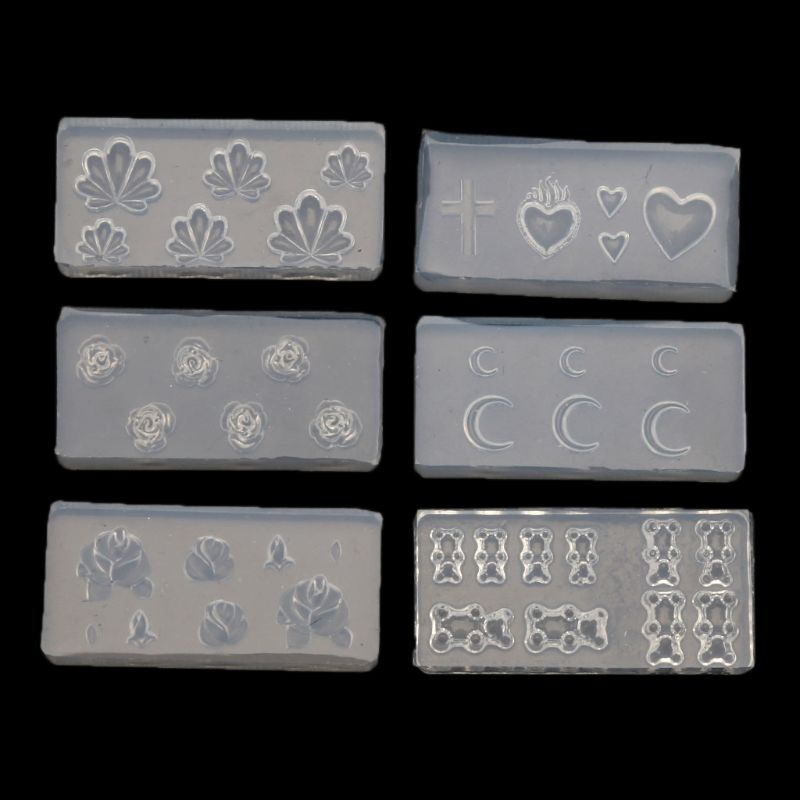 [Hàng mới về] Bộ 6 khuôn Silicon dùng để làm họa tiết trang trí móng tay nghệ thuật