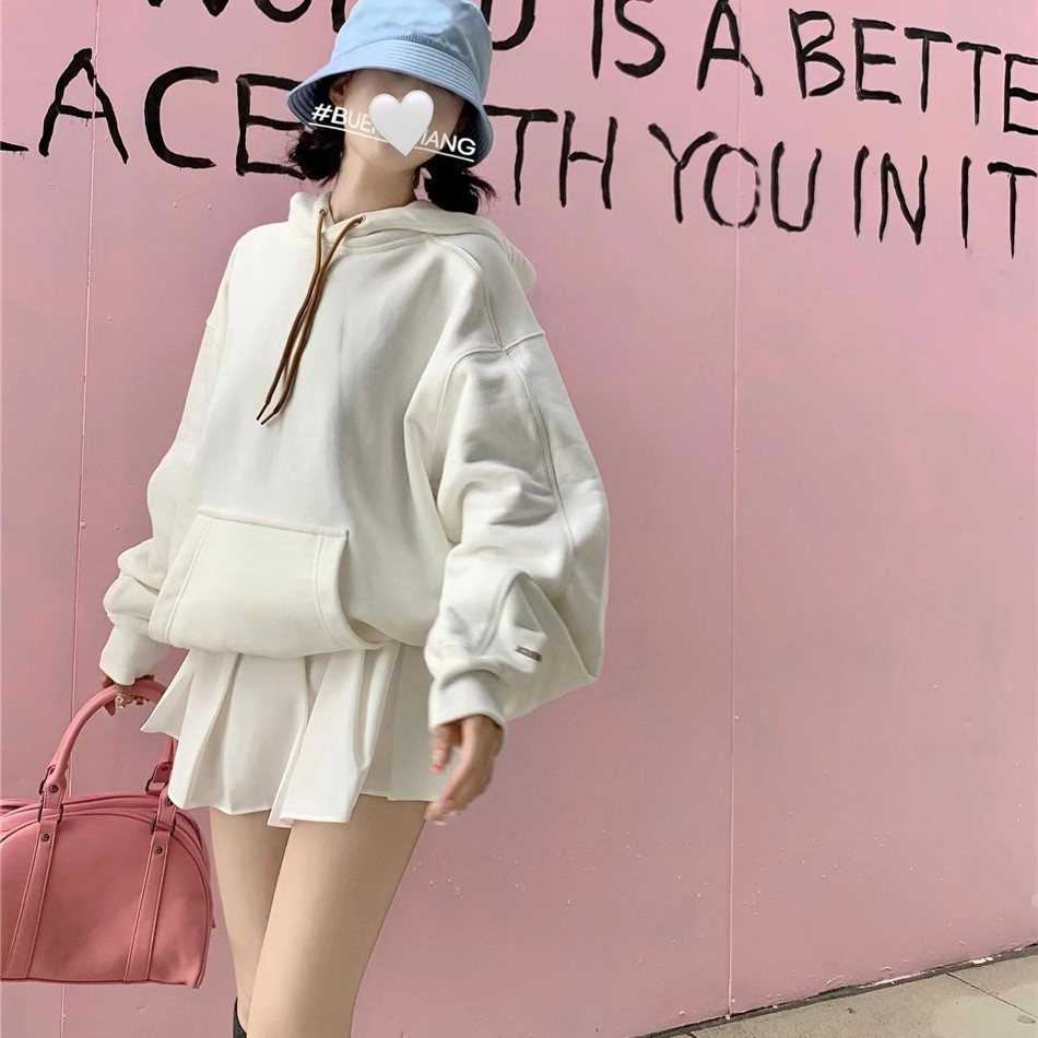 Áo Hoodie LEEVA trắng tay bồng dày dặn Unisex K046