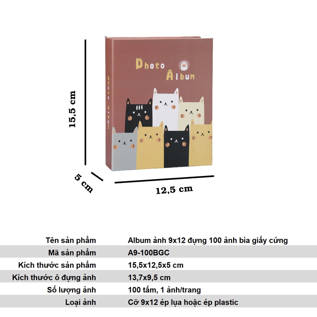 Album ảnh 9x12 đựng 100 ảnh bìa giấy cứng đẹp siêu cute để ảnh cho con, ảnh gia đình, làm quà tặng sẵn tại Tú Vy Studio