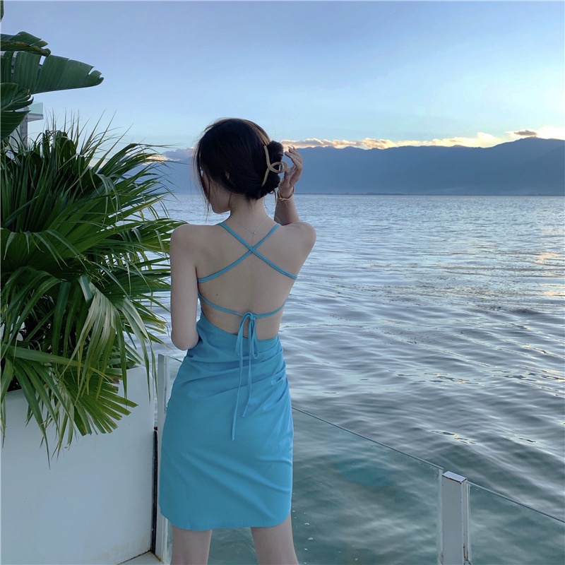 𝓐𝓵𝓮𝓸𝓷 𝓓𝓻𝓮𝓼𝓼 | Đầm 2 Dây Sexy Hở Lưng Dày Dặn Ulzzang, Đầm Đi Biển Quyến Rũ Cho Nữ Thời Trang 2022 | BigBuy360 - bigbuy360.vn