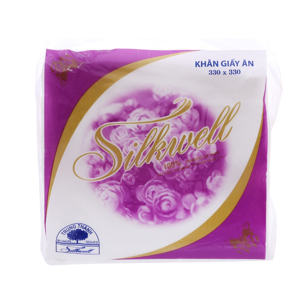 Khăn giấy ăn Silkwell gói vuông 100 tờ cao cấp siêu dai không bụi giấy
