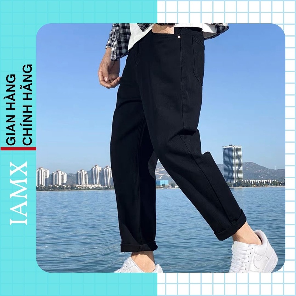 Quần Jean nam mầu đen xám ống xuong rộng. Quần baggy sinh viên