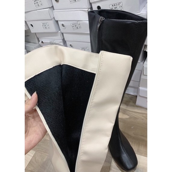 [sẵn]bốt gối da lì gót 5p khoá cạnh cổ tròn (FULL HỘP hàng QC) mã 220 | BigBuy360 - bigbuy360.vn