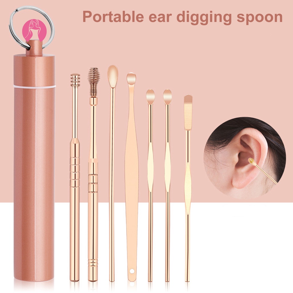 1 Bộ Dụng Cụ Lấy Ráy Tai Bằng Thép Không Gỉ Chất Lượng Cao